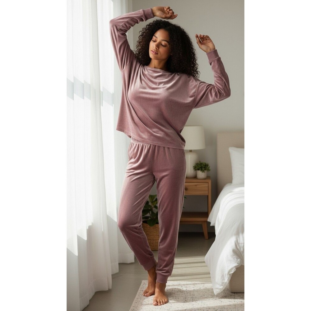 Jenni Women’s Velour 2 Piece Pajama Lounge Set Size XXL Pink Lavendar NWT